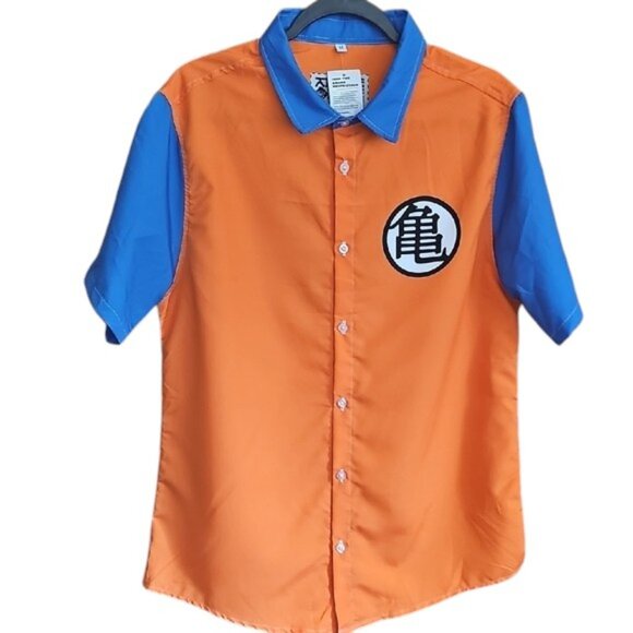 NWT Goku Kame Kai Dragon Ball Short Sleeve Button up shirt orange blue - Picture 3 of 16